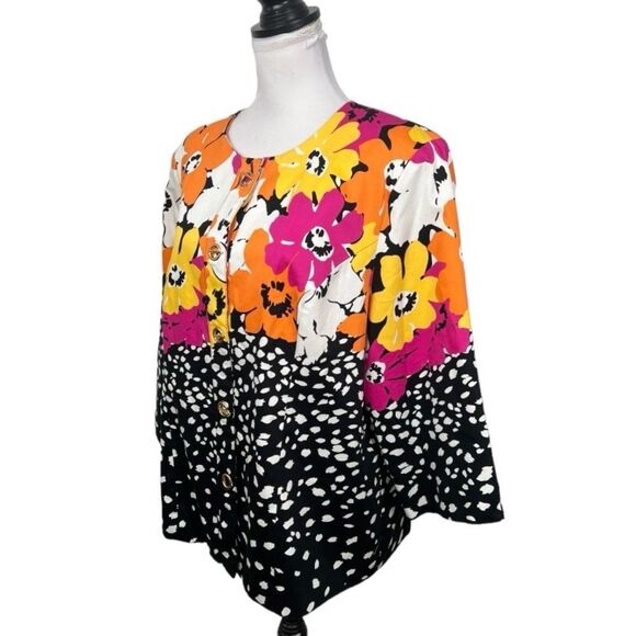 Birch Hill Jacket Blazer Womens Plus Size 1X Lined Bright Bold Floral Multicolor - Picture 3 of 9